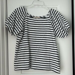 Loft Black and White Striped Blouse